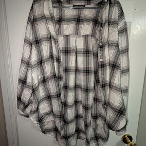 Lane Bryant Black and White Plaid Top